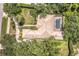 Aerial shot of the single Gathering home with a large backyard and screened in pool at 2914 Dick Wilson Dr, Sarasota, FL 34240