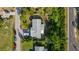 Bird's eye view showcasing this home's location surrounded by trees and proximity to neighborhood streets at 3468 Roslyn Rd, Venice, FL 34293