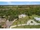 An aerial perspective of a property enveloped by lush trees, showcasing privacy and a long driveway at 601 Suffolk Cir, Nokomis, FL 34275