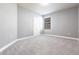 Empty bedroom featuring plush gray carpeting, natural light, and a double door closet at 7113 Park Tree Dr, Tampa, FL 33625