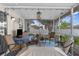 Comfortable screened patio with seating area and a table at 8638 Bessemer Ave, North Port, FL 34287