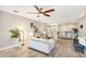 Open-concept living space with stylish decor, and seamless transition to dining area at 8640 Stone Harbour Loop, Bradenton, FL 34212