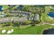 Aerial shot of the condo complex, highlighting its location on a beautiful golf course at 9540 High Gate Dr # 1422, Sarasota, FL 34238