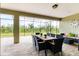 Screened patio offering an outdoor dining area and comfortable seating with scenic backyard views at 16943 Rosedown Gln, Parrish, FL 34219