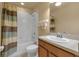 Well-lit bathroom featuring a shower-tub combo with a white tile surround and a sink with vanity at 3707 45Th W Ter # 104, Bradenton, FL 34210