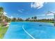 Enjoy outdoor activities with this vibrant blue basketball court, perfect for recreational play at 5735 Bungalow Grove Ct, Palmetto, FL 34221