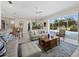 Comfortable living area with sofas, tile flooring, and outdoor view of the lanai and pool at 6643 Butlers Crest Dr, Bradenton, FL 34203