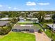 An aerial view of a single-Gathering home with a screened-in pool and spacious, fenced-in backyard at 1723 Laramie St, Sarasota, FL 34231