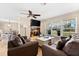 Spacious living room featuring a fireplace, comfortable seating, and views of the outdoors at 1723 Laramie St, Sarasota, FL 34231