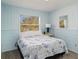 Inviting bedroom with blue walls, a comfortable bed, and a bright window at 5026 Calle Minorga, Sarasota, FL 34242
