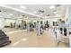 Well-equipped gym with weight machines and treadmills, plus large mirror and ceiling fans at 8224 Simpson Falls Ct # 8224, Sarasota, FL 34243