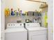 Neat laundry room features shelving and side-by-side washer and dryer units at 8224 Simpson Falls Ct # 8224, Sarasota, FL 34243