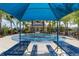 Gathering-friendly splash pad with picnic tables and shaded seating in Central Park at 12015 Forest Park Cir, Bradenton, FL 34211