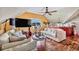 Attic bonus room offering hardwood floors, multiple couches and a large television at 20504 65Th E Ave, Bradenton, FL 34211