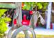 Whimsical tire-swing horse adds character to the yard, creating a playful outdoor space at 20504 65Th E Ave, Bradenton, FL 34211