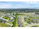 Scenic aerial view of homes in a suburban neighborhood with lush landscaping and a calm pond at 2105 Grand Flora Trl, Bradenton, FL 34208