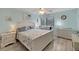 Airy bedroom featuring light blue walls, white furnishings, and beach-themed decor at 2740 Orchid Oaks Dr # 304, Sarasota, FL 34239