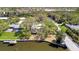 A captivating aerial view of a quaint home surrounded by mature trees and waterfront access at 3428 Mineola Dr, Sarasota, FL 34239