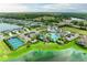 Beautiful aerial view showcasing community pool, tennis courts, clubhouse and lovely homes, all set amidst lush landscaping at 4625 Canoe Creek Ave, Parrish, FL 34219