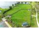 Aerial of a large dog park including covered seating, walking path, and lake views at 4625 Canoe Creek Ave, Parrish, FL 34219