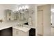 Contemporary bathroom with marble countertop, vanity, starfish decor, and mirror cabinets at 6024 28Th W St, Bradenton, FL 34207