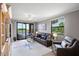 Living room featuring comfortable seating, a view of the pond, and nautical-themed decor at 6515 Grand Estuary Trl # 208, Bradenton, FL 34212