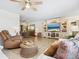 Open-concept living room with stylish furnishings and entertainment center at 7460 Dickens Dr, Sarasota, FL 34231