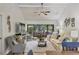 Spacious living room with white ceiling, comfortable seating, and natural light from screened porch at 7915 4Th W Ave # 7915, Bradenton, FL 34209