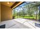 Screened in lanai featuring views of the garden, mature trees, and landscaping at 8437 Nandina Dr, Sarasota, FL 34240