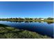 Scenic view of a serene lake surrounded by lush greenery and elegant homes at 1539 Ormond Ter, Parrish, FL 34219