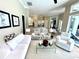 Open-concept living room with kitchen in background and view of the pool at 1539 Ormond Ter, Parrish, FL 34219