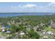 Wide aerial perspective of a neighborhood with mature trees and glimpses of the water, emphasizing a serene setting at 304 34Th W St, Bradenton, FL 34205