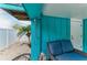 Outdoor shower with privacy fence, located just off the back patio at 315 Magnolia Ave, Anna Maria, FL 34216