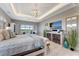 Bedroom featuring decorative mirrors, a modern television, and scenic views at 3574 Recurve Cir, Sarasota, FL 34240