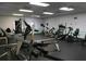 Well-equipped fitness center featuring treadmills, ellipticals, and strength training equipment on black rubber flooring at 5213 Bel Air Ave, Sarasota, FL 34234