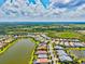 Aerial view of houses in a beautiful lakeside community showcasing lush green spaces and clear blue skies at 5740 Eagle Creek Rd, Sarasota, FL 34238