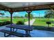 Outdoor picnic area with a sheltered table and grill, perfect for enjoying meals surrounded by scenic views at 6213 Willet Ct, Lakewood Ranch, FL 34202