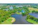 Aerial view of the community featuring golf courses, lakes, and luxurious homes at 6641 Saint James Xing, University Park, FL 34201