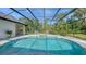 Beautiful screened-in pool with a spa and lush landscaping at 6641 Saint James Xing, University Park, FL 34201