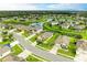 A beautiful, aerial shot showcases the neighborhood, with a winding pond, manicured lawns and mature trees at 7410 61 E St, Palmetto, FL 34221