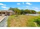Expansive backyard with lush green grass, complemented by beautiful landscaping including a pond view at 7615 17Th W Ave, Bradenton, FL 34209