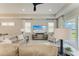 Inviting living room boasts natural light, comfortable seating, stylish decor, and scenic views at 909 Crosswind Ave, Sarasota, FL 34240