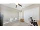 Neutral office space featuring a modern desk setup with large closet and contemporary decor at 12708 Aquamarine Ave, Bradenton, FL 34211