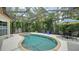 Sparkling pool and spa surrounded by a screened enclosure and lush tropical landscaping at 1864 Goldenrod St, Sarasota, FL 34239