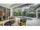 Inviting screened-in pool area with comfortable seating, a spa, and lush landscaping at 1864 Goldenrod St, Sarasota, FL 34239