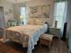 Comfortable bedroom with beach-themed decor, including matching lamps and wall art at 3110 57Th Avenue E Cir, Bradenton, FL 34203