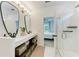 Modern bathroom with double vanity, shower, and sleek fixtures at 3129 61St E Ter, Ellenton, FL 34222