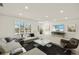 Modern living room with a sectional sofa, large windows, and stylish decor at 386 Club Manor Dr, Sun City Center, FL 33573