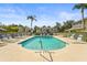 The community pool has several lounge chairs for residents to enjoy the sun, swimming and nearby landscaping at 6310 Green Oak Cir, Bradenton, FL 34203