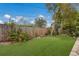 Fenced backyard featuring a well-maintained lawn and lush landscaping, creating a private outdoor space at 715 Fontana Ln, Bradenton, FL 34209
